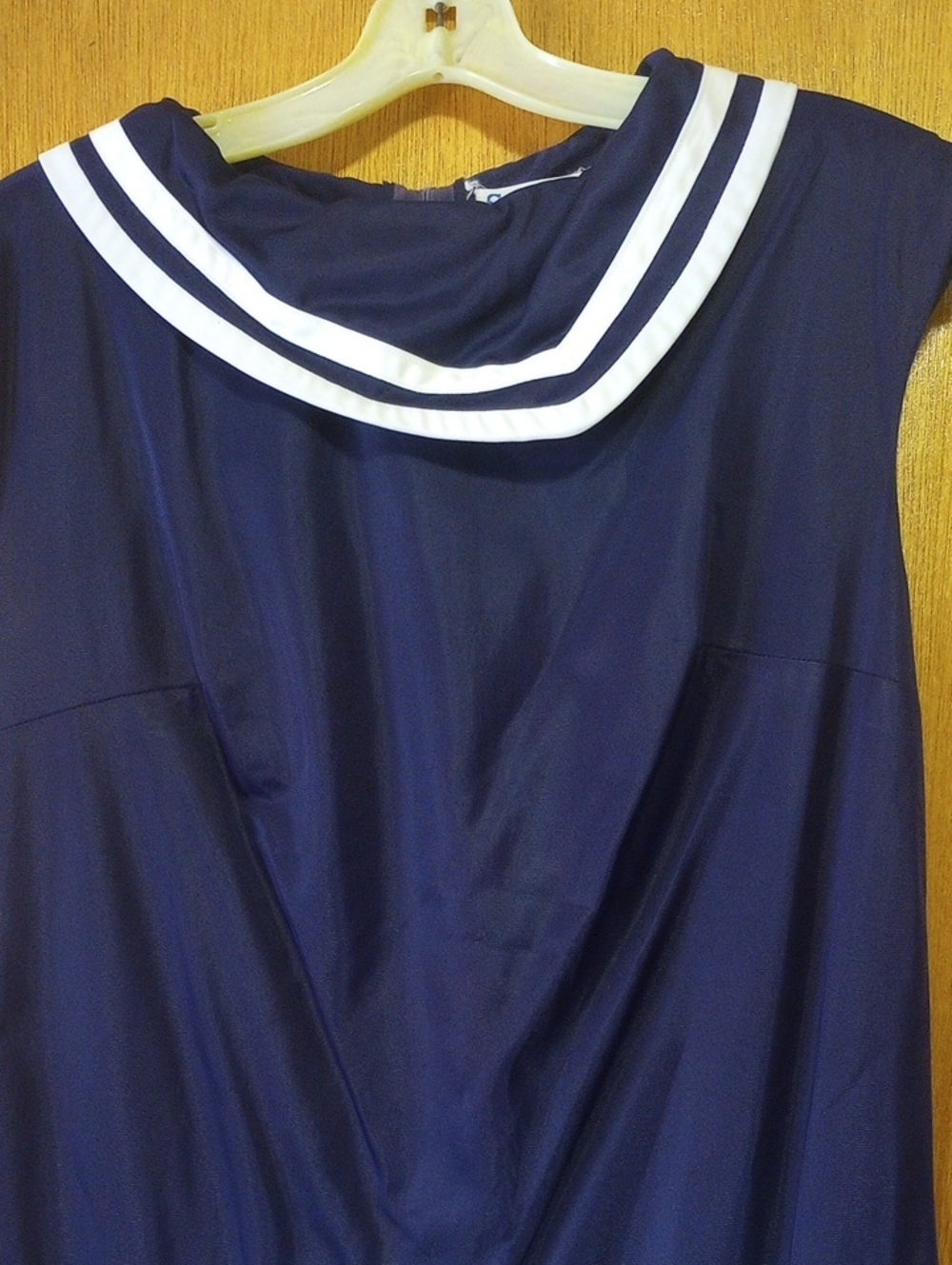 Sacony Ciella Vtg Navy Blue & White Striped Spring/Summer Sleeveless Dress, Med? - Picture 2 of 4